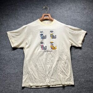 Vintage T Shirt Size‎ XL Cream Chicago Cats Graphic Single Stitch 90s Tee Jays